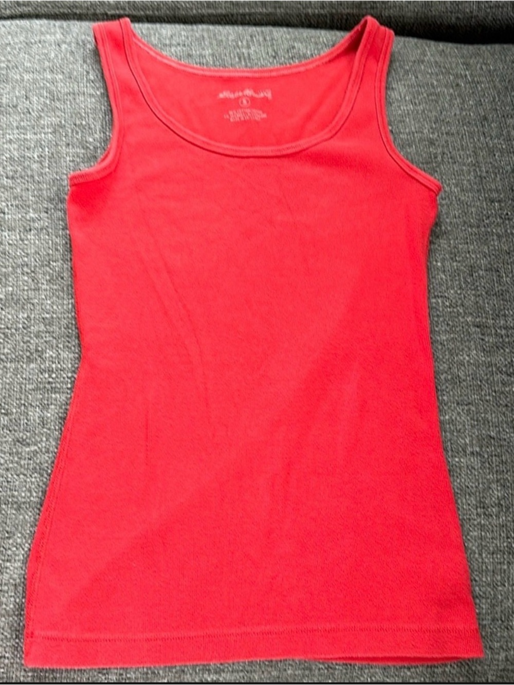 Eddie Bauer Women's Tomato Red Orange Ribbed Scoop Neck Tank Top Small